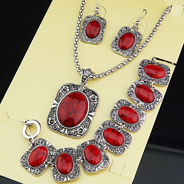 big promotions antique silver 3pcs square rectangle red turquoise natural necklace earrings bracelet vintage jewelry set a1004, Black
big promotions antique silver 3pcs square rectangle red turquoise natural necklace earrings bracelet vintage jewelry set a1004, Black