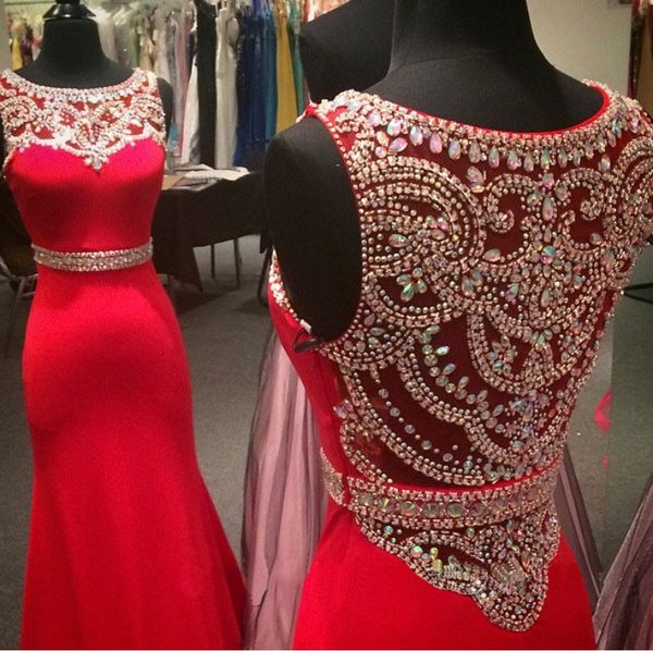 custom made mermaid red prom dress 2016 scoop sleeveless cover back sweep train chiffon and crystal party dress formal dress, Black;red
custom made mermaid red prom dress 2016 scoop sleeveless cover back sweep train chiffon and crystal party dress formal dress, Black;red