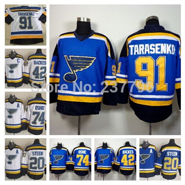 st. louis blues ice hockey #20 alexander steen jersey #74 t.j. oshie #42 david backes #91 vladimir tarasenko jersey blue white, Black;red
st. louis blues ice hockey #20 alexander steen jersey #74 t.j. oshie #42 david backes #91 vladimir tarasenko jersey blue white, Black;red