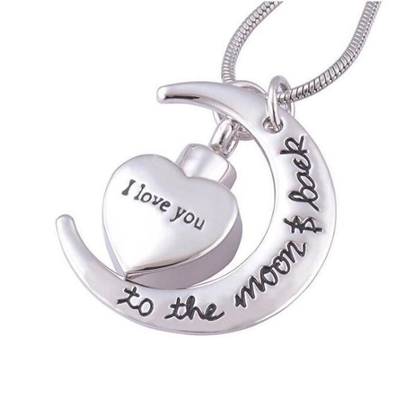 i love you to the moon memorial cremation jewelry stainless steel funeral ashes urn pendant necklace, Silver
i love you to the moon memorial cremation jewelry stainless steel funeral ashes urn pendant necklace, Silver