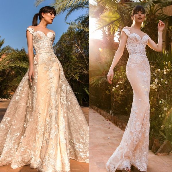 crystal design mermaid beach wedding dresses with detachable skirt sweep train lace applique plus size wedding dress bohemian bridal gowns, White
crystal design mermaid beach wedding dresses with detachable skirt sweep train lace applique plus size wedding dress bohemian bridal gowns, White