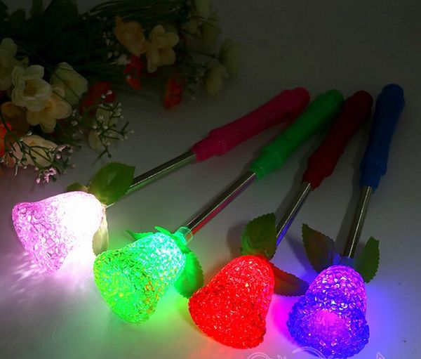 

ems dhl 100pcs crystal rose christmas party supplies led glow sticks flash sticks light up wand party disco ktv kids toys