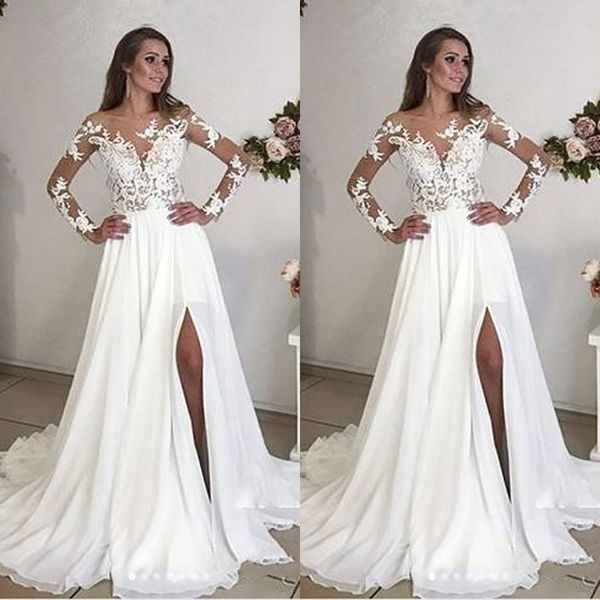 сексуальное свадебное платье с высоким разрезом boho и кружевными аппликациями с длинными рукавами богемия свадебные платья, White
сексуальное свадебное платье с высоким разрезом boho и кружевными аппликациями с длинными рукавами богемия свадебные платья, White