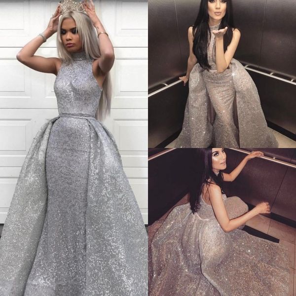 luxury shiny prom dresses with detachable train evening dresses high neck sleeveless backless formal dresses custom made party dress, Black
luxury shiny prom dresses with detachable train evening dresses high neck sleeveless backless formal dresses custom made party dress, Black