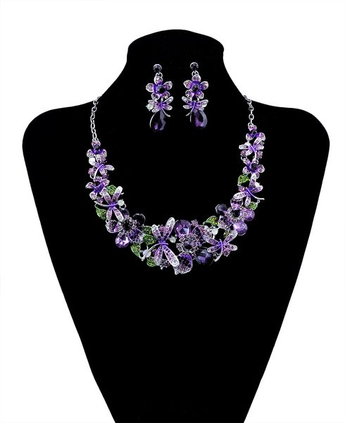 Fashion Korean Style Silver Chain Colorful Charm Rhinestone Beautiful Flower Dragonfly Bib Statement Necklace And Earrings Set Women Jewelry
Fashion Korean Style Silver Chain Colorful Charm Rhinestone Beautiful Flower Dragonfly Bib Statement Necklace And Earrings Set Women Jewelry