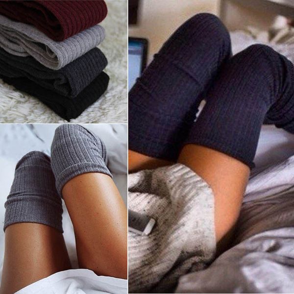 

wholesale-uk ladies warm knit leggings cable knit knitted crochet socks thigh-high winter, Black;white