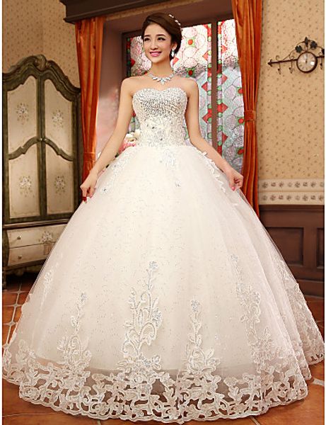 2016 new fashion elegant ball gown sweetheart sequins lace floor-length organza wedding dresses 108, White
2016 new fashion elegant ball gown sweetheart sequins lace floor-length organza wedding dresses 108, White