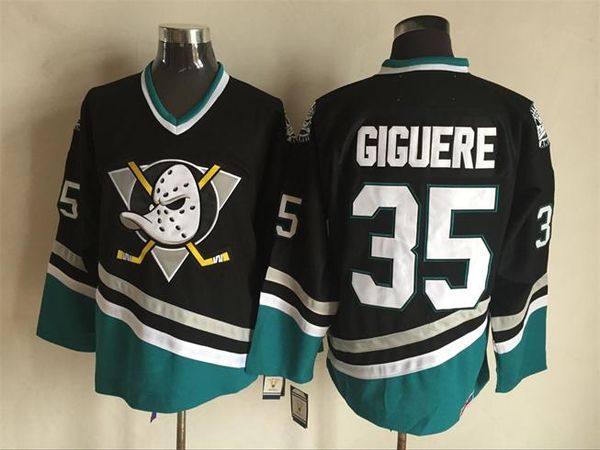 

Men's CCM Ice Hockey Jersey Cheap Mighty Ducks #35 Jean-Sebastien Giguere Jersey Vintage Retro Stitched Logo China Anaheim Ducks Jerseys