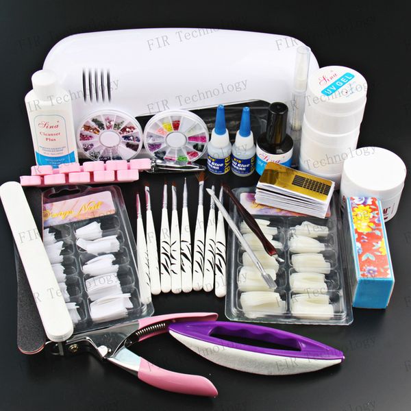 wholesale-professional full set uv gel kit nail art set + 9w curing uv lamp dryer curining
wholesale-professional full set uv gel kit nail art set + 9w curing uv lamp dryer curining
