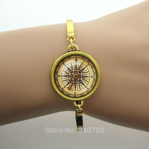 

Summer new design gift for best friends,compass bracelet men jewelry Plated metal cuff bangles steampunk bijoux free shipping