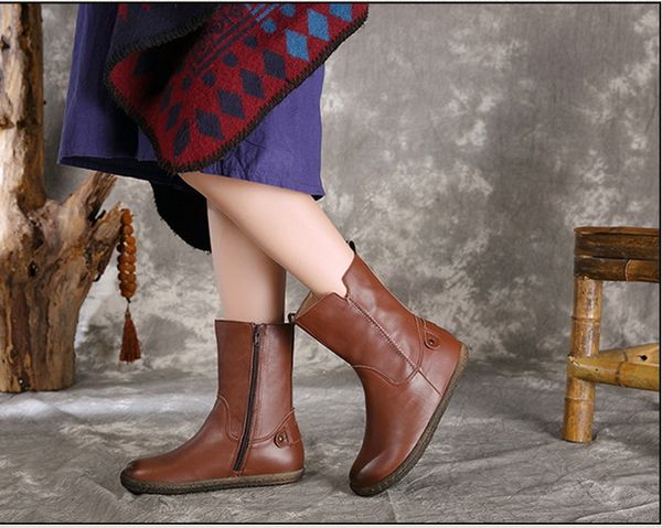 wholesale drop shipping flats brown genuine leather women winter boots vintage quality soft rubber ankle booties size35-40, Black
wholesale drop shipping flats brown genuine leather women winter boots vintage quality soft rubber ankle booties size35-40, Black
