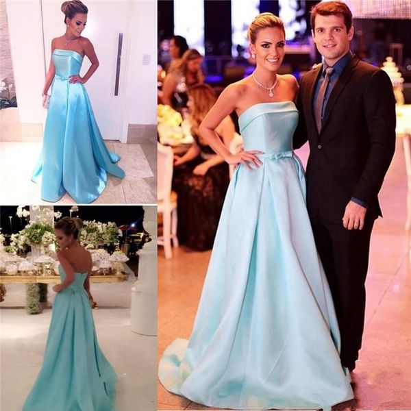 elegant strapless light blue satin long evening dresses 2019 backless a line prom dress floor length vestidos formal party gowns, Black;red
elegant strapless light blue satin long evening dresses 2019 backless a line prom dress floor length vestidos formal party gowns, Black;red