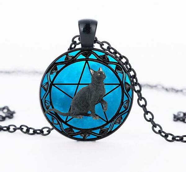 black cat pendant wiccan necklace collar wicca pentagram blue glass pendant cristal colgante wicca collar cn1002, Silver
black cat pendant wiccan necklace collar wicca pentagram blue glass pendant cristal colgante wicca collar cn1002, Silver
