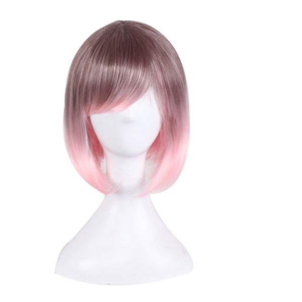 women cosplay short animation bob hair ombre black pink side bang colorful women synthetic wig
women cosplay short animation bob hair ombre black pink side bang colorful women synthetic wig