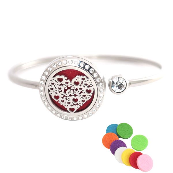 Love 25mm Crystal Stainless steel Aromatherapy locket Bracelet Bangle essential oil diffuser locket bracelet with 10pcs Felt pads
Love 25mm Crystal Stainless steel Aromatherapy locket Bracelet Bangle essential oil diffuser locket bracelet with 10pcs Felt pads