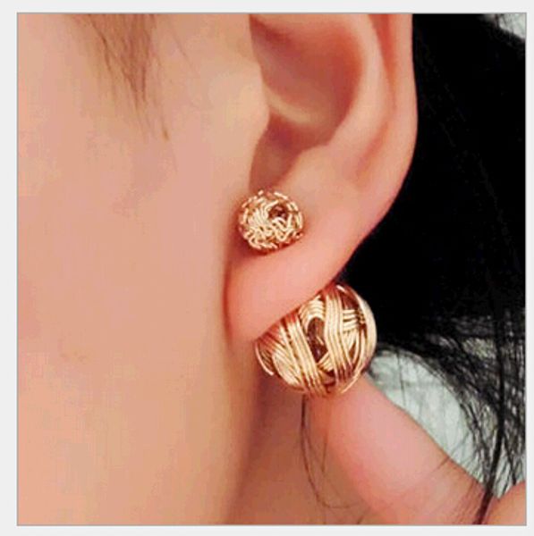fashion trendy double sides ball earrings hollow out wire drawing knitting wool shaped double balls stud earrings jewelry wholesale mix, Golden;silver
fashion trendy double sides ball earrings hollow out wire drawing knitting wool shaped double balls stud earrings jewelry wholesale mix, Golden;silver