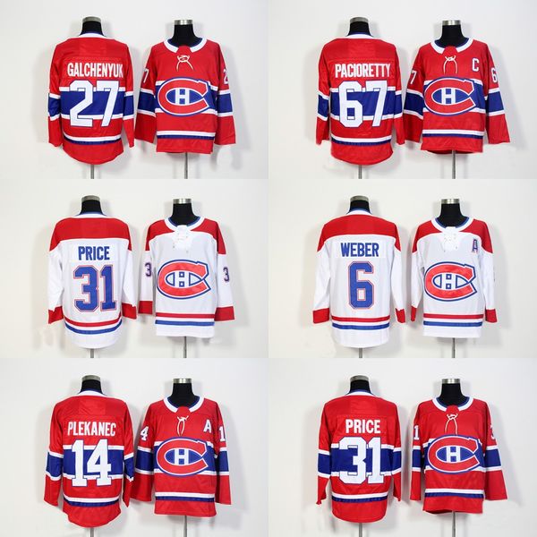 2017-2018 Season 14 Tomas Plekanec 27 Alex Galchenyuk 67 Max Pacioretty 31 Carey Price 6 Shea Weber Montreal Canadiens Hockey Jerseys