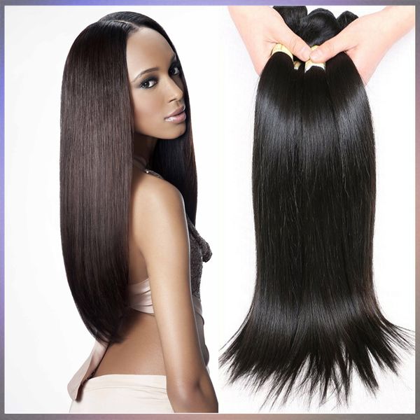 

brazilian human hair extension 3/4 pcs lot malaysian peruvian cambodian unprocessed virgin straight hair bundles dyeable 9a human hair weave, Black