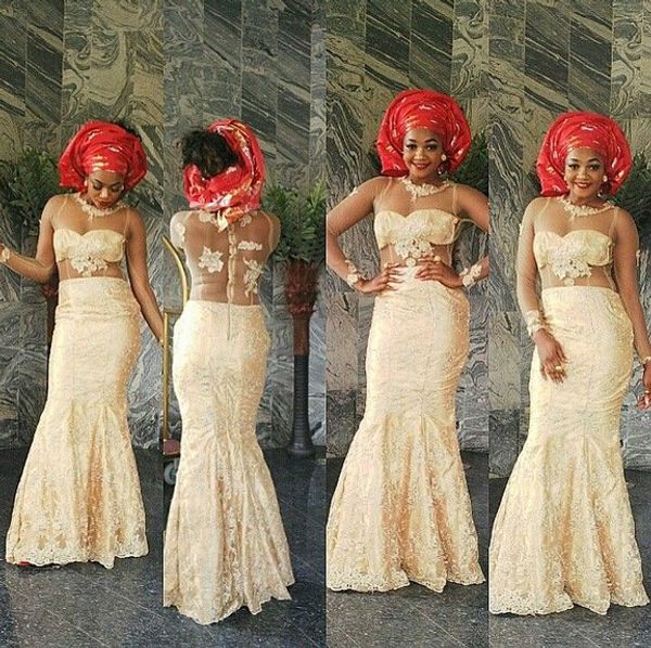 light yellow sheer tulle evening gowns aso ebi 2016 illusion neckline evening gowns plus size long sleeves mermaid fashion dresses, Black;red
light yellow sheer tulle evening gowns aso ebi 2016 illusion neckline evening gowns plus size long sleeves mermaid fashion dresses, Black;red