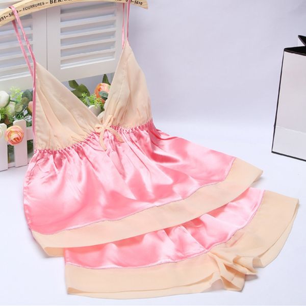 wholesale- women silk satin pajamas sets female girls cute cotton bra pink sleep set ladies spaghetti strap shorts sleepwear homewear, Black;red
wholesale- women silk satin pajamas sets female girls cute cotton bra pink sleep set ladies spaghetti strap shorts sleepwear homewear, Black;red