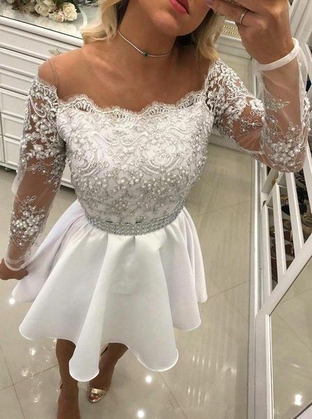white short homecoming dresses 2019 new luxury pearls beaded vintage style long sleeve lace formal cocktail party dresses prom gowns h66, Blue;pink
white short homecoming dresses 2019 new luxury pearls beaded vintage style long sleeve lace formal cocktail party dresses prom gowns h66, Blue;pink