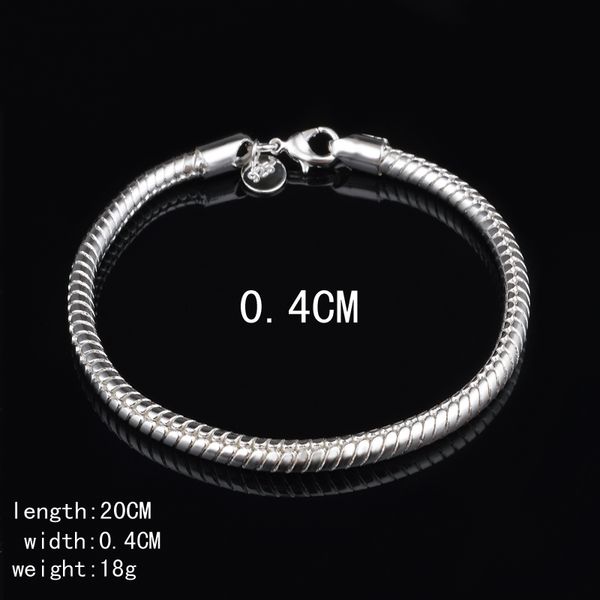 with tracking number sale 925 silver bracelet 4m snake bone chains bracelet silver jewelry 20pcs/lot 1604, Black
with tracking number sale 925 silver bracelet 4m snake bone chains bracelet silver jewelry 20pcs/lot 1604, Black