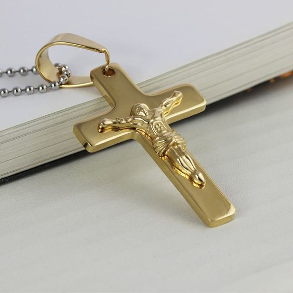 fashion golden cross pendant jesus christ crucifix stainless steel necklace for men and women, Silver
fashion golden cross pendant jesus christ crucifix stainless steel necklace for men and women, Silver