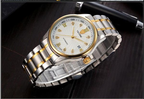 stainless steel watch for men business style wrist watch automatic movement tevise 01, Slivery;brown
stainless steel watch for men business style wrist watch automatic movement tevise 01, Slivery;brown