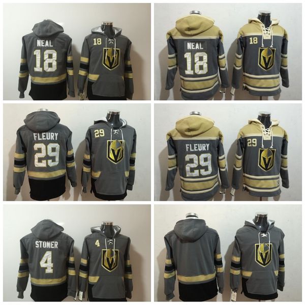 

#29 Marc-Andre Fleury Hockey Hoodies Vegas Golden Knights 18 James Neal 4 Clayton Stoner Blank Grey Hoodie Jerseys Hoodied All Stich Hoody