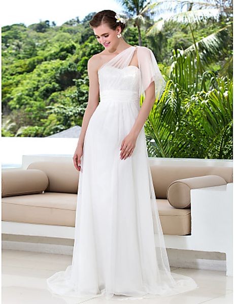 2016 new fashion classic popular ivory sweep/brush train one shoulder tulle/lace sheath/column wedding dresses 151, White
2016 new fashion classic popular ivory sweep/brush train one shoulder tulle/lace sheath/column wedding dresses 151, White
