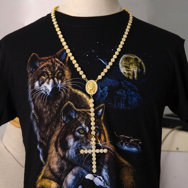 2017 new fashion hip hop gold plated full cz iced out jesus face cross pieces 79cm long rosary necklace for men and women jewelry, Silver
2017 new fashion hip hop gold plated full cz iced out jesus face cross pieces 79cm long rosary necklace for men and women jewelry, Silver