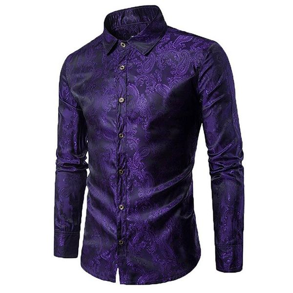 men's fashion 2018 long sleeved printed silk dress shirt dance prom party button down fashion shirts, White;black
men's fashion 2018 long sleeved printed silk dress shirt dance prom party button down fashion shirts, White;black