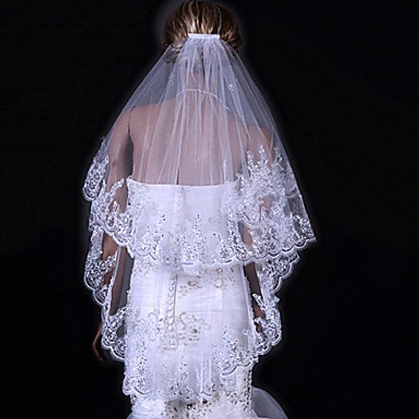 new popular sale two tier fingertips wedding veils with applique edge(more colors) 001, Black
new popular sale two tier fingertips wedding veils with applique edge(more colors) 001, Black