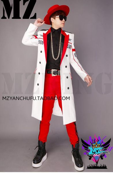 male singer nightclub fashion runway looks white, black letters double-breasted suit long money costumes. s - 6 xl, Black;red
male singer nightclub fashion runway looks white, black letters double-breasted suit long money costumes. s - 6 xl, Black;red