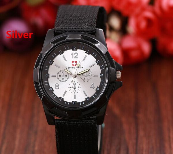 

fashion gemius amry quartz men watch military divers special forces army excellent boy racing force watches nylon strap, Slivery;brown