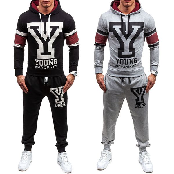 autumn winter new men's clothing slim-fit sports suit hooded sweater solid color letter printing long-sleeved shirt sweat pants, Gray
autumn winter new men's clothing slim-fit sports suit hooded sweater solid color letter printing long-sleeved shirt sweat pants, Gray