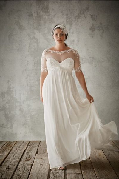 chiffon sheath with illusion appliques half sleeves detail 9wg3749 wedding dresses plus size bridal dress vestidos de festa, White
chiffon sheath with illusion appliques half sleeves detail 9wg3749 wedding dresses plus size bridal dress vestidos de festa, White