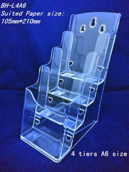 Clear A6 Four Tiers Pamphlet Brochure Literature Plastic Display Holder Stand To Insert Leaflet On Desk20pcs By Express