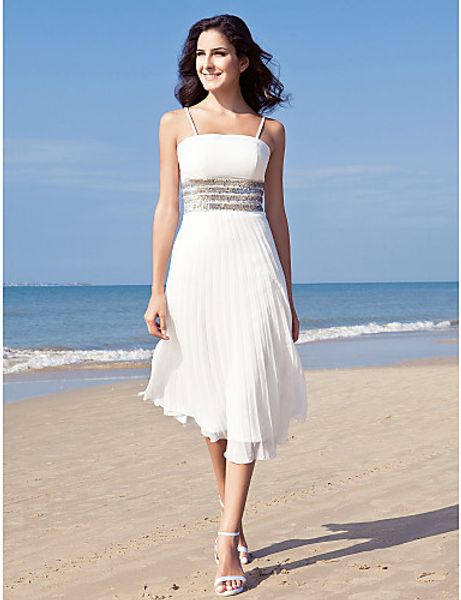 2016 new fashion popular elegant ivory tea-length spaghetti straps sequins chiffon sheath wedding dresses 268, White
2016 new fashion popular elegant ivory tea-length spaghetti straps sequins chiffon sheath wedding dresses 268, White