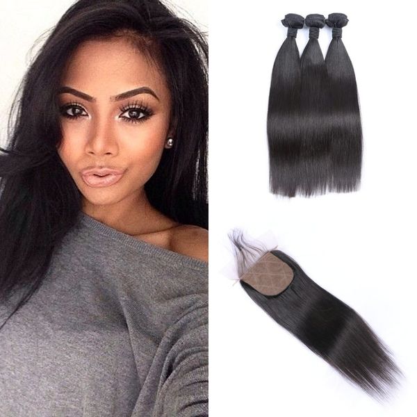 4*4inch straight hair silk base closure with 3pcs peruvian virgin hair weaves unprocessed human hair extensions, Black
4*4inch straight hair silk base closure with 3pcs peruvian virgin hair weaves unprocessed human hair extensions, Black