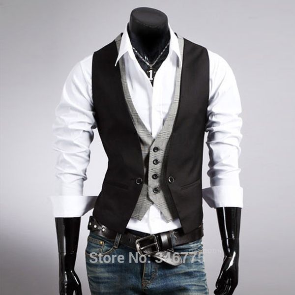 wholesale-tem men's dress vest waistcoat casual blazer mens false two vest double breasted vests mens suit vests, White;black
wholesale-tem men's dress vest waistcoat casual blazer mens false two vest double breasted vests mens suit vests, White;black