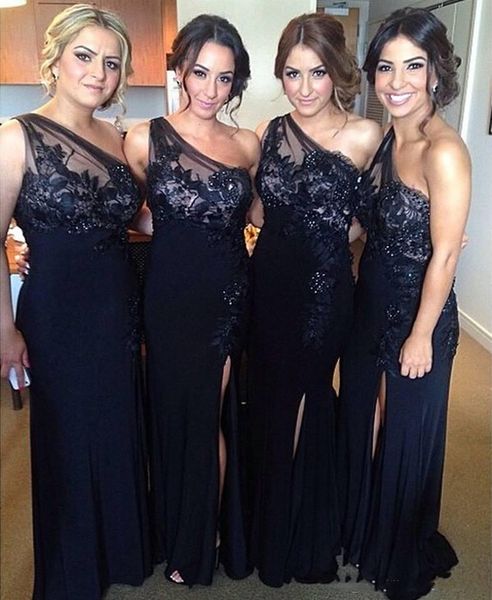 one shoulder sheath column bridesmaid dresses split front lace appiques floor length bridesmaid dresses wedding guests wear, White;pink
one shoulder sheath column bridesmaid dresses split front lace appiques floor length bridesmaid dresses wedding guests wear, White;pink