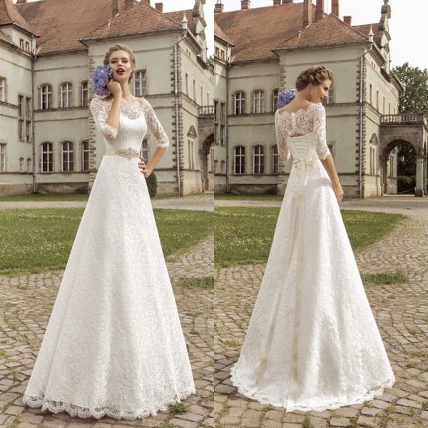 2020 Wedding Dresses Lace With Half Sleeves Custom Made Vintage A Line Floor Length Beaded bridal gowns
2020 Wedding Dresses Lace With Half Sleeves Custom Made Vintage A Line Floor Length Beaded bridal gowns