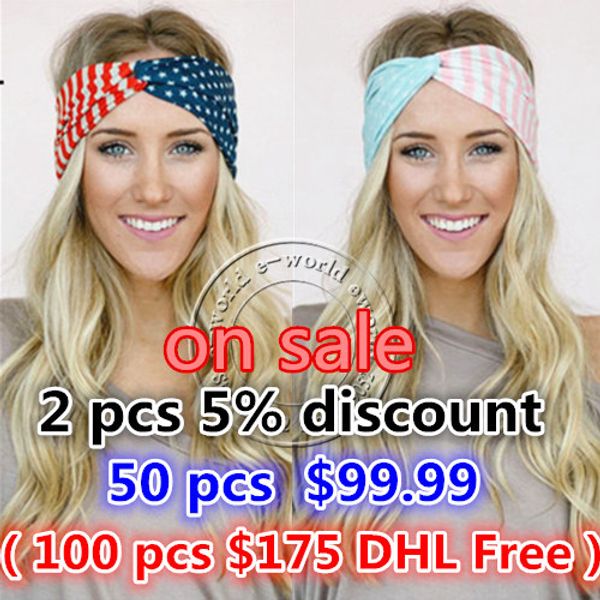 

wholesale-new american flag headband 4th of july usa turban stretch headbands bandana turbante hair accessories a0394