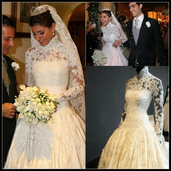 2019 modest style royal high neck wedding dresses long sleeve bow beaded lace satin a-line bridal gowns custom made w1025, White
2019 modest style royal high neck wedding dresses long sleeve bow beaded lace satin a-line bridal gowns custom made w1025, White