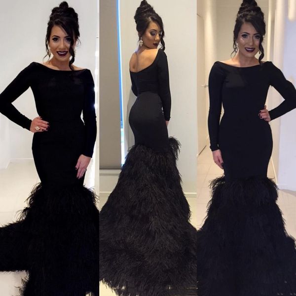 black mermaid prom dresses long sleeve luxury feather africa evening gown sweep train satin plus size formal dress party wear
black mermaid prom dresses long sleeve luxury feather africa evening gown sweep train satin plus size formal dress party wear