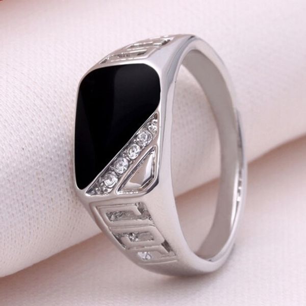 wholesale- 2017 fashion men silver plated fine jewelry punk titanium steel gem ring size 7- black enamel rings for men spj097, Golden;silver
wholesale- 2017 fashion men silver plated fine jewelry punk titanium steel gem ring size 7- black enamel rings for men spj097, Golden;silver