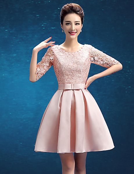 2016 new simple pupolar ping blushing pink a-line scoop half sleeve knee-length lace bridesmaid dress 156, White;pink
2016 new simple pupolar ping blushing pink a-line scoop half sleeve knee-length lace bridesmaid dress 156, White;pink