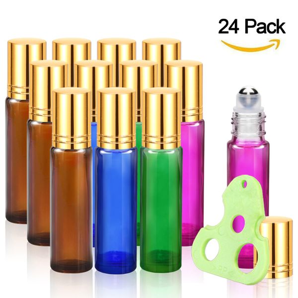 10ml essential oils roller bottles 24 pack glass roll on bottles with metal roller balls gold cap, essential oils key (mixed
10ml essential oils roller bottles 24 pack glass roll on bottles with metal roller balls gold cap, essential oils key (mixed