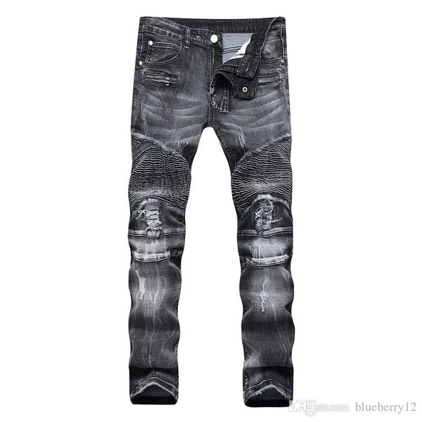 motorcycle biker men hi-street slim fit ripped jeans mens distressed denim skinny washed vintage zipper jeans, Blue
motorcycle biker men hi-street slim fit ripped jeans mens distressed denim skinny washed vintage zipper jeans, Blue